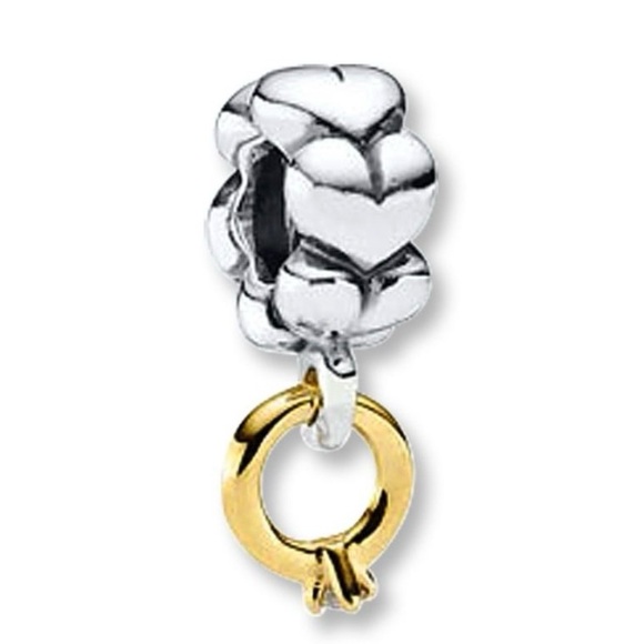 Pandora Jewelry - 14K Pandora Wedding Ring Dangle Charm "Ido" Retired
